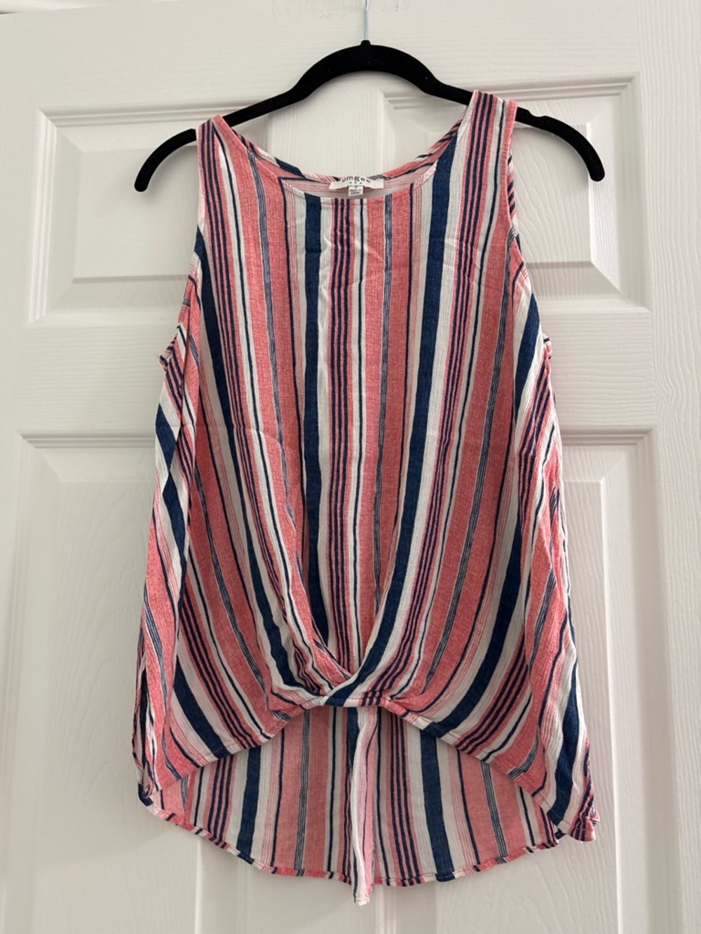 Umgee Pink & Navy Striped Twist-Front Tank